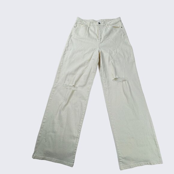 NWT Women's Ivory Color Denim Jeans Size Wide‎ Leg GB Brand - Picture 1 of 13